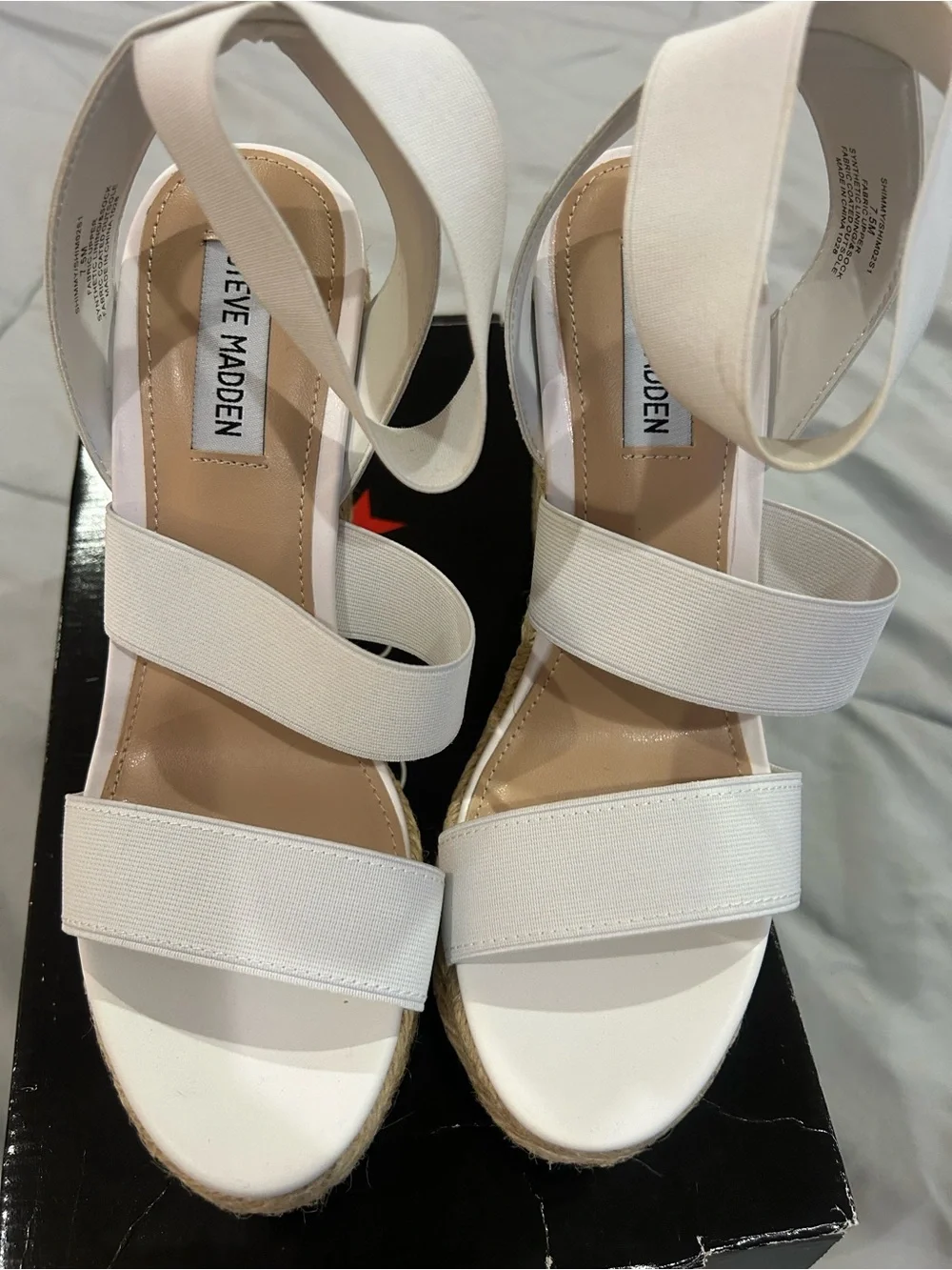 Steve Madden White Espadrille Platform Wedge Sandals